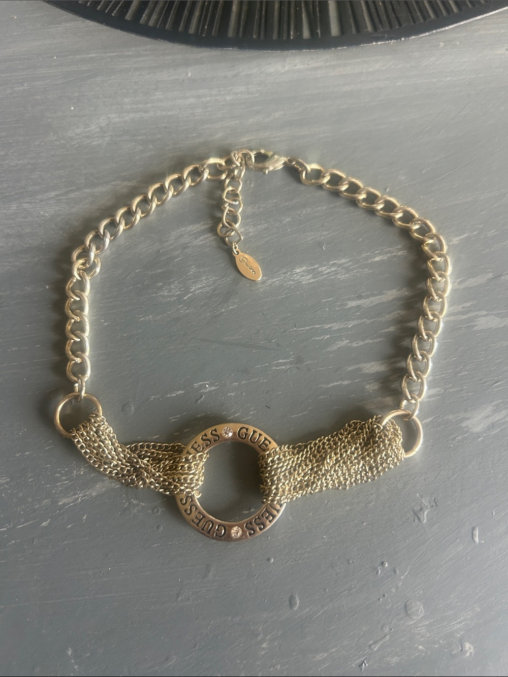 Guess Gold-Tone Multi-Chain Logo Necklace